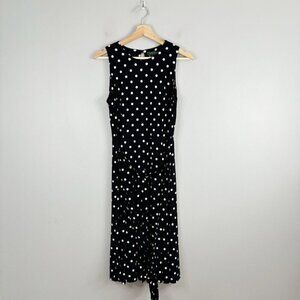Lauren Ralph Lauren Navy and White Polka Dot Midi Dress